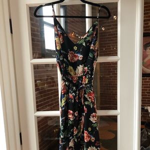Nordstrom black floral dress with overlay bottom